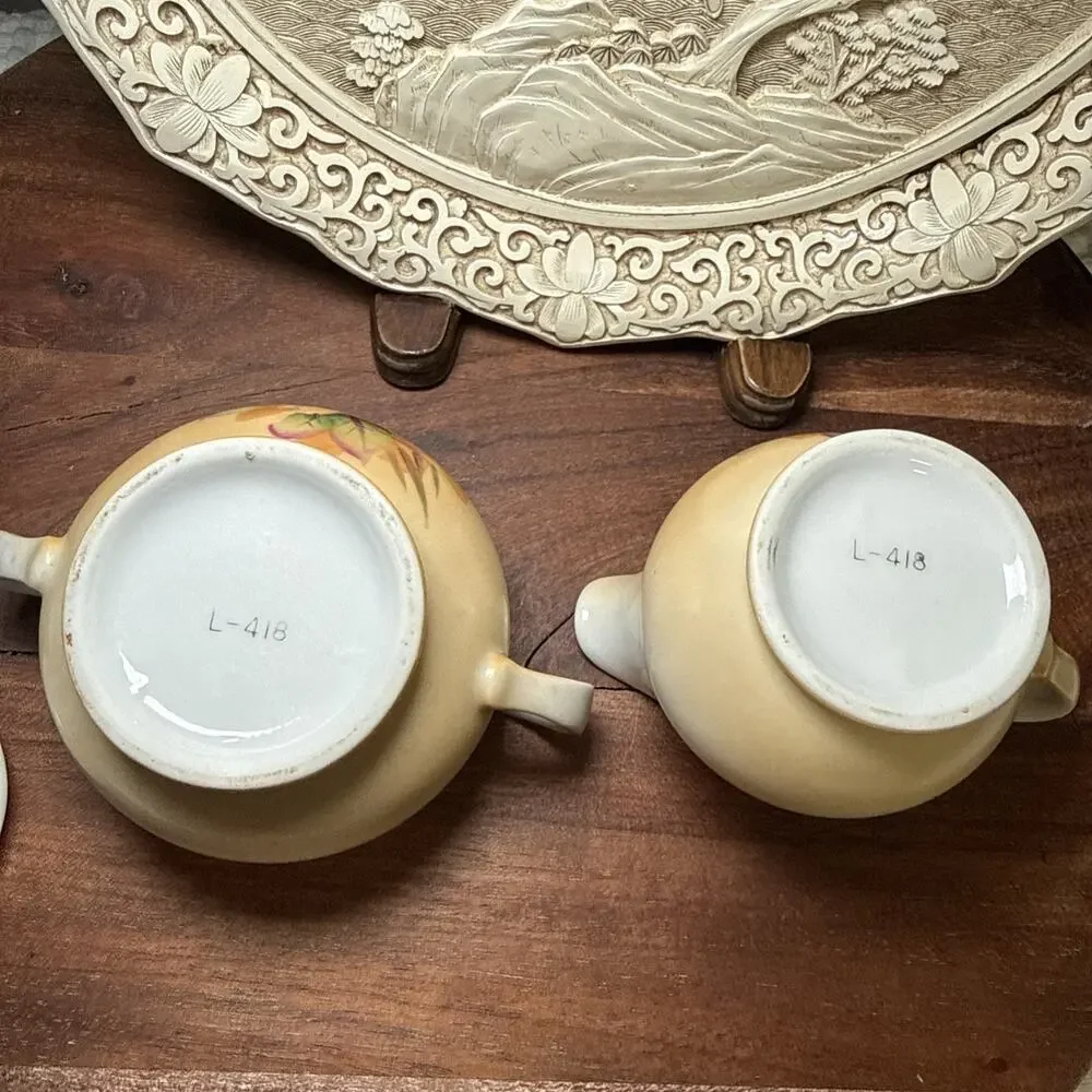 Hand Painted Porcelain Creamer Sugar Bowl Pink Roses Gold Trim Set Vintage